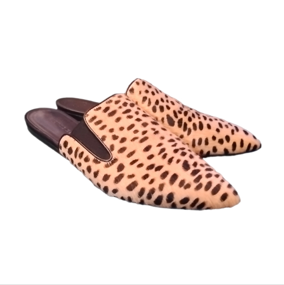 JENNI KAYNE | Cheetah Print Calf Hair Mules in Size EU 40 / US 9.5
